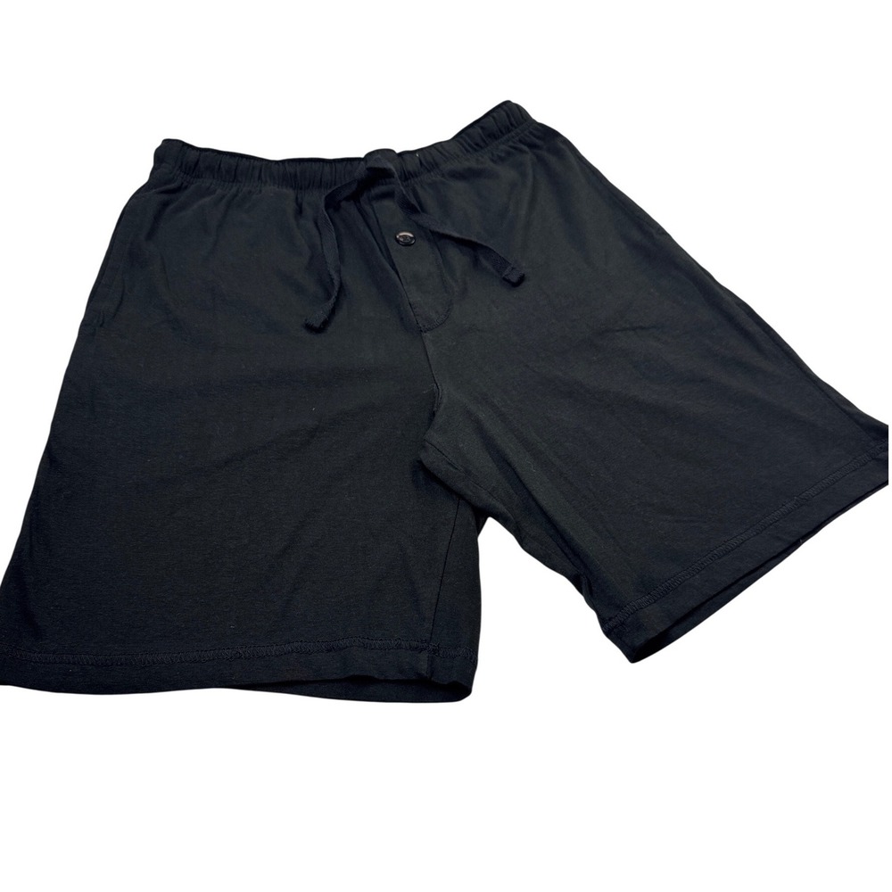Fruit of the Loom Mens Pajama Shorts Black Cotton Jersey Lounge Sleepwear Small